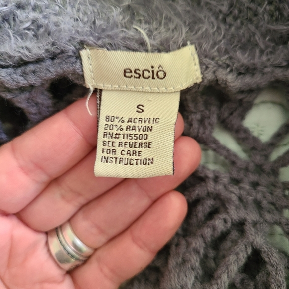 ESCIO lace back fluffy open cardigan - Picture 5 of 6